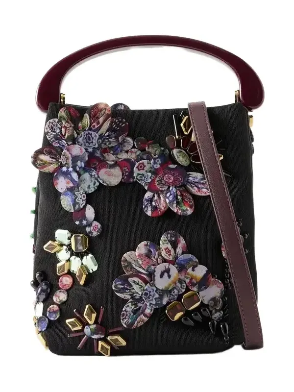 Dries Van Noten Bead-embellished Leather-trimmed Mesh Top-handle Bag