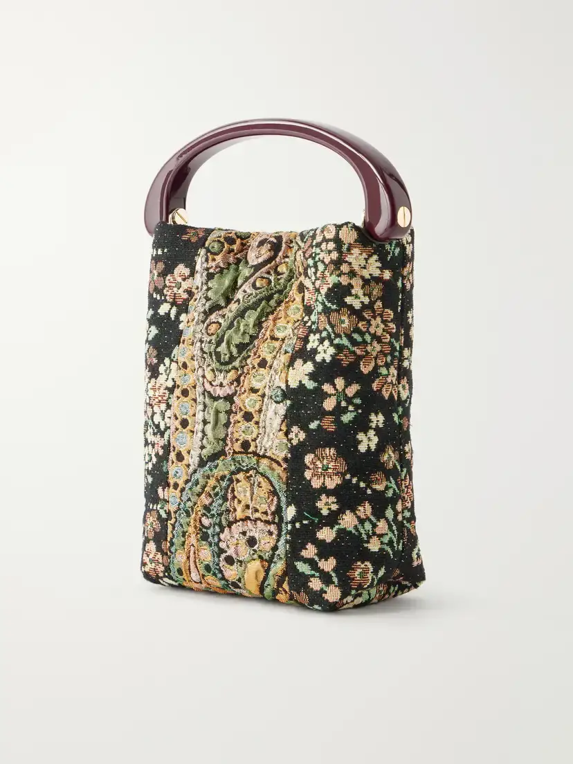 Dries Van Noten Leather-trimmed Metallic Floral-jacquard Top-handle Bag | Thumbnail 4 Dries Van Noten Leather-trimmed Metallic Floral-jacquard Top-handle Bag | Thumbnail 4