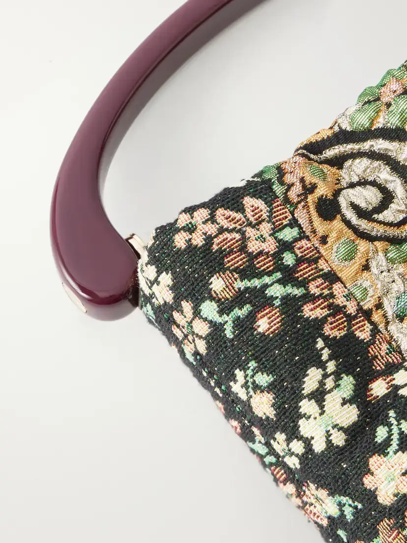 Dries Van Noten Leather-trimmed Metallic Floral-jacquard Top-handle Bag | Thumbnail 5 Dries Van Noten Leather-trimmed Metallic Floral-jacquard Top-handle Bag | Thumbnail 5