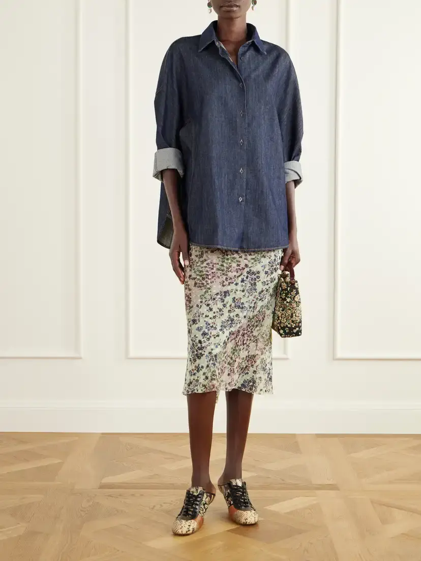 Dries Van Noten Jacquard-trimmed Snake-effect Leather Pumps | Thumbnail 4