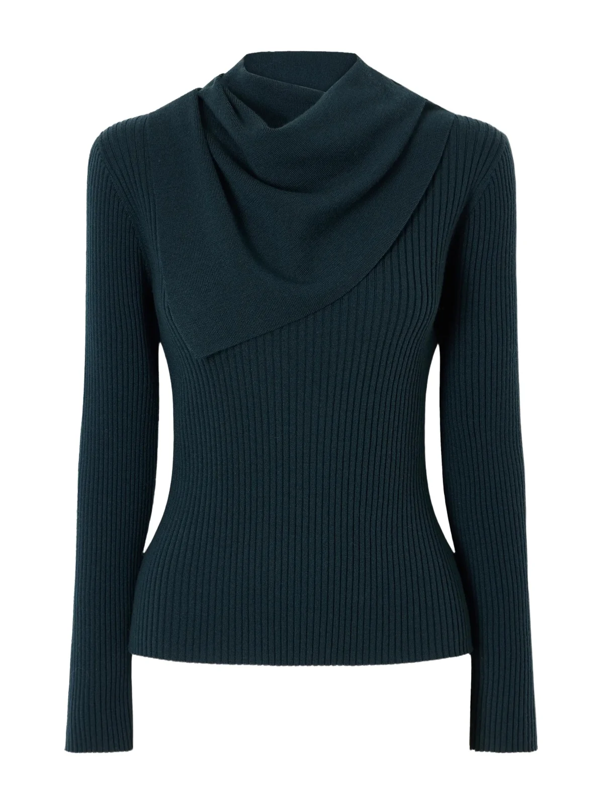 Valiant Scarf-detailed Ribbed-knit Wool Sweater Valiant Scarf-detailed Ribbed-knit Wool Sweater