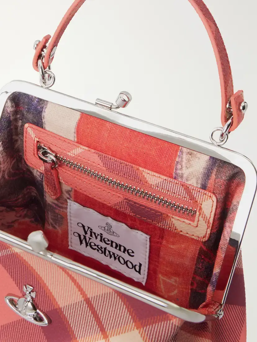 Vivienne Westwood Granny Frame Mini Orb-detailed Checked Top-handle Bag | Thumbnail 6 Vivienne Westwood Granny Frame Mini Orb-detailed Checked Top-handle Bag | Thumbnail 6