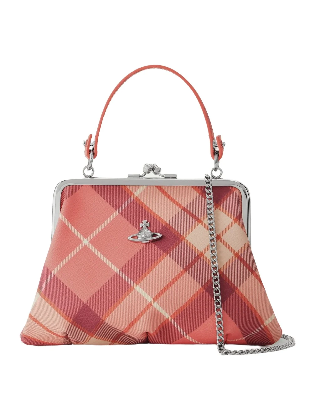 Granny Frame Mini Orb-detailed Checked Top-handle Bag