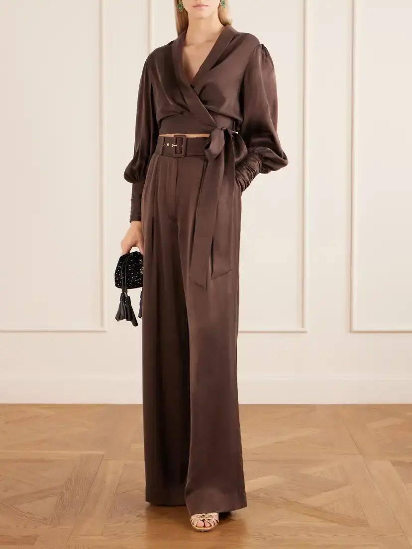 Zimmermann Belted Pleated Silk-satin Wide-leg Pants | Thumbnail 2 Zimmermann Belted Pleated Silk-satin Wide-leg Pants | Thumbnail 2