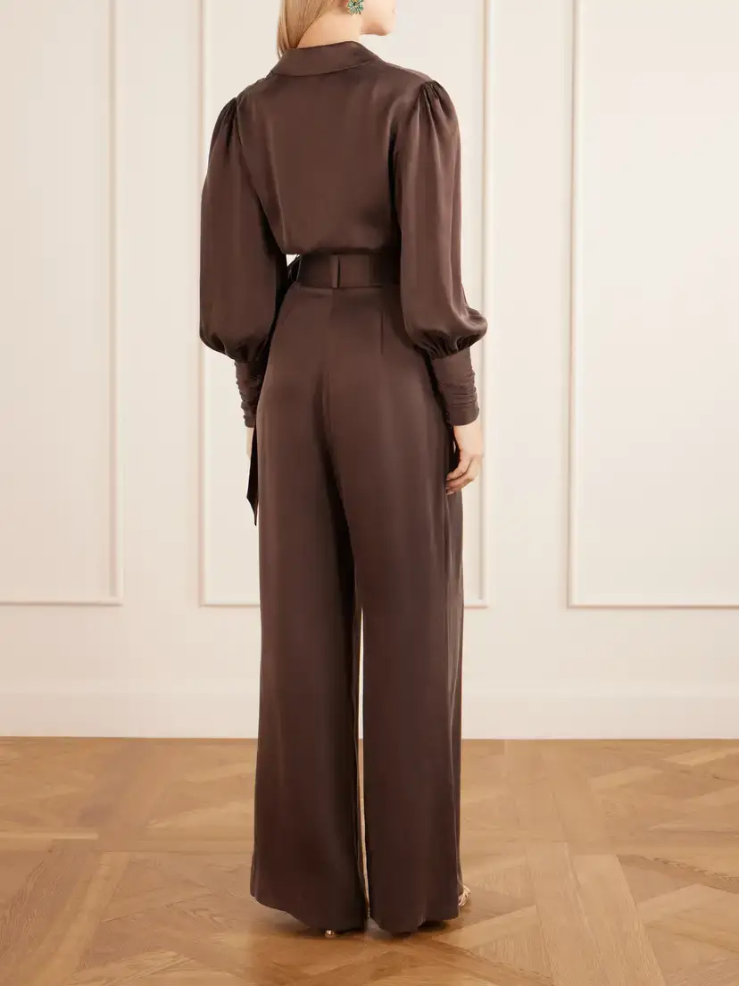 Zimmermann Belted Pleated Silk-satin Wide-leg Pants | Thumbnail 3 Zimmermann Belted Pleated Silk-satin Wide-leg Pants | Thumbnail 3
