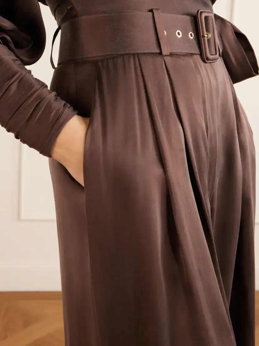 Zimmermann Belted Pleated Silk-satin Wide-leg Pants | Thumbnail 4 Zimmermann Belted Pleated Silk-satin Wide-leg Pants | Thumbnail 4