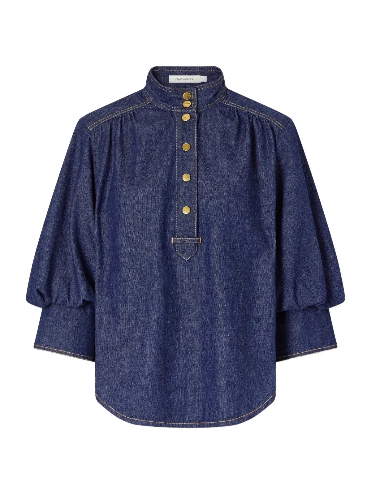 Gathered Denim Shirt