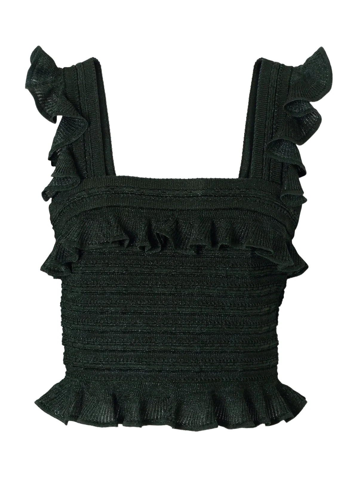 Ruffled Metallic Knitted Tank