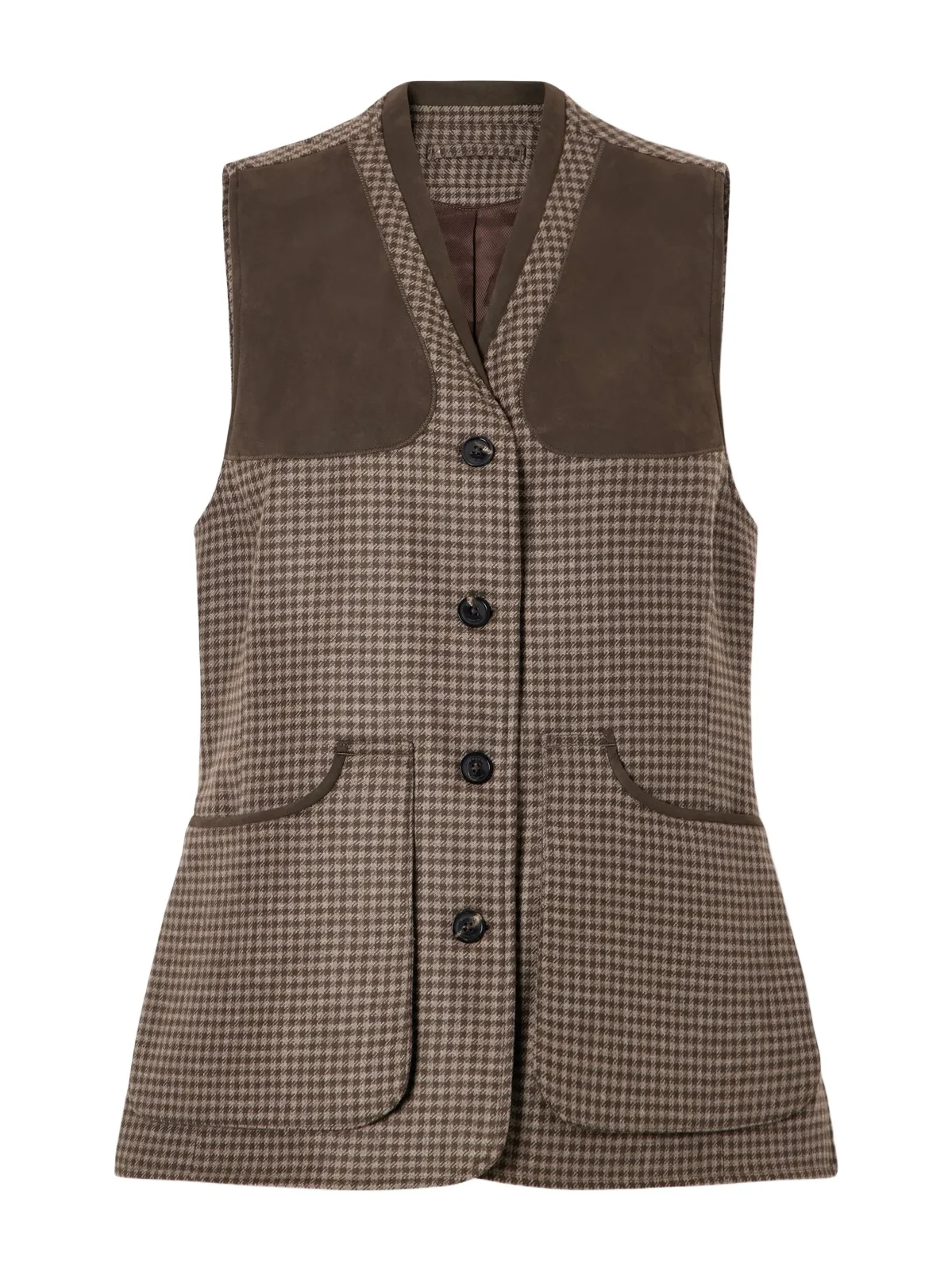 Purdey Suede-trimmed Checked Wool And Cashmere-blend Tweed Vest