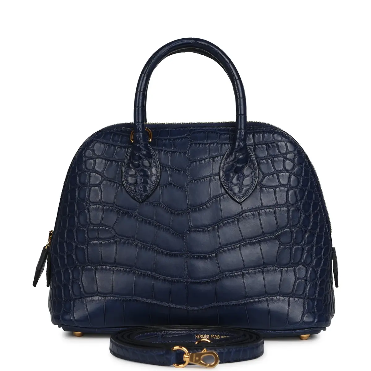 HERMÈS Hermes 1923 Bolide Mini Bleu Saphir Matte Alligator Gold Hardware | Image 1 HERMÈS Hermes 1923 Bolide Mini Bleu Saphir Matte Alligator Gold Hardware | Image 1