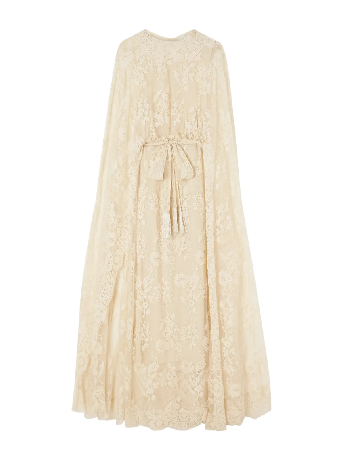 Valiant Belted Cape-effect Lace Maxi Dress Valiant Belted Cape-effect Lace Maxi Dress