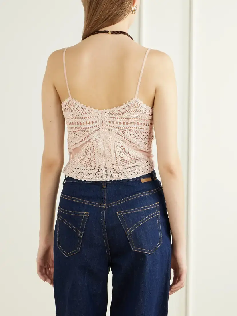 Ulla Johnson Mollie Crochet And Tulle Top - Neutrals | Thumbnail 3