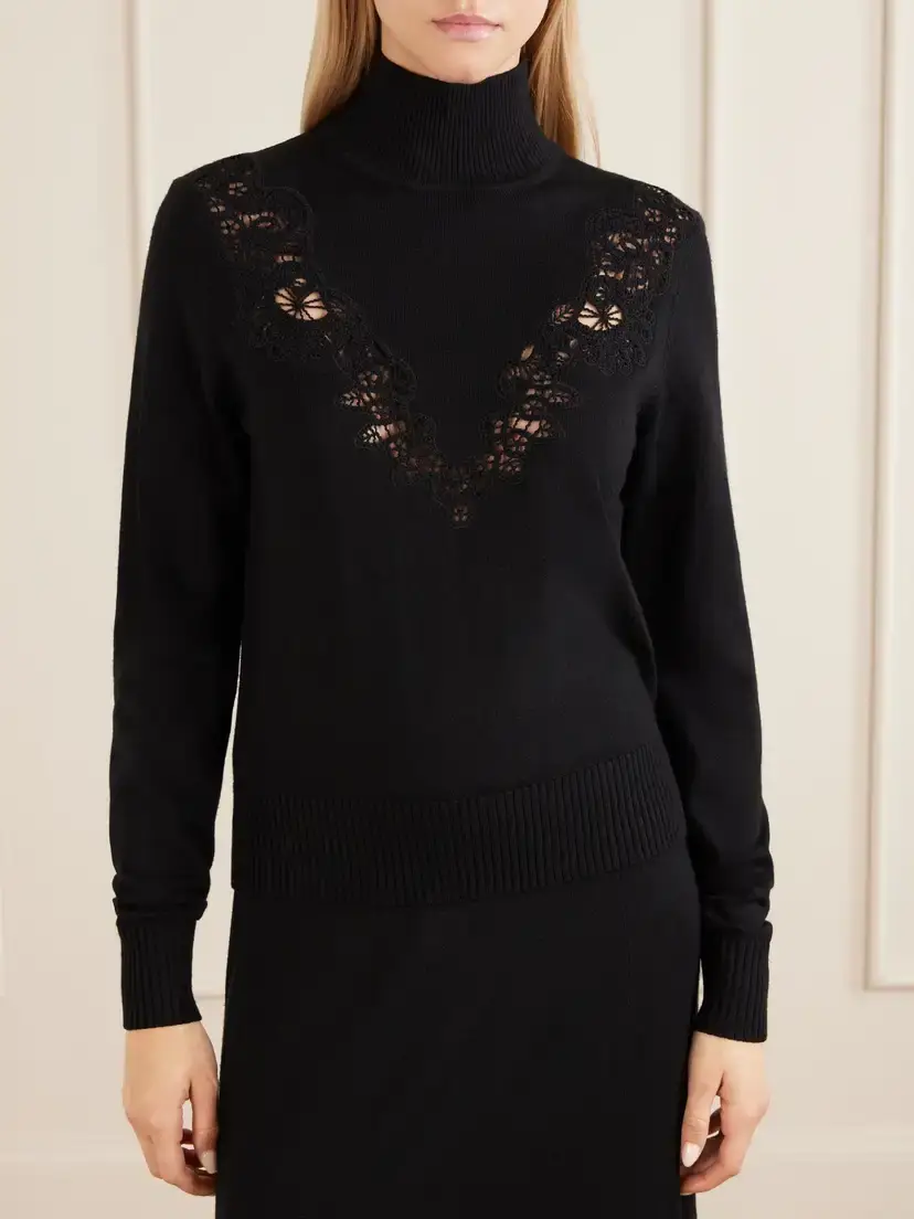 Zimmermann Valiant Lace-trimmed Wool Turtleneck Sweater | Thumbnail 3