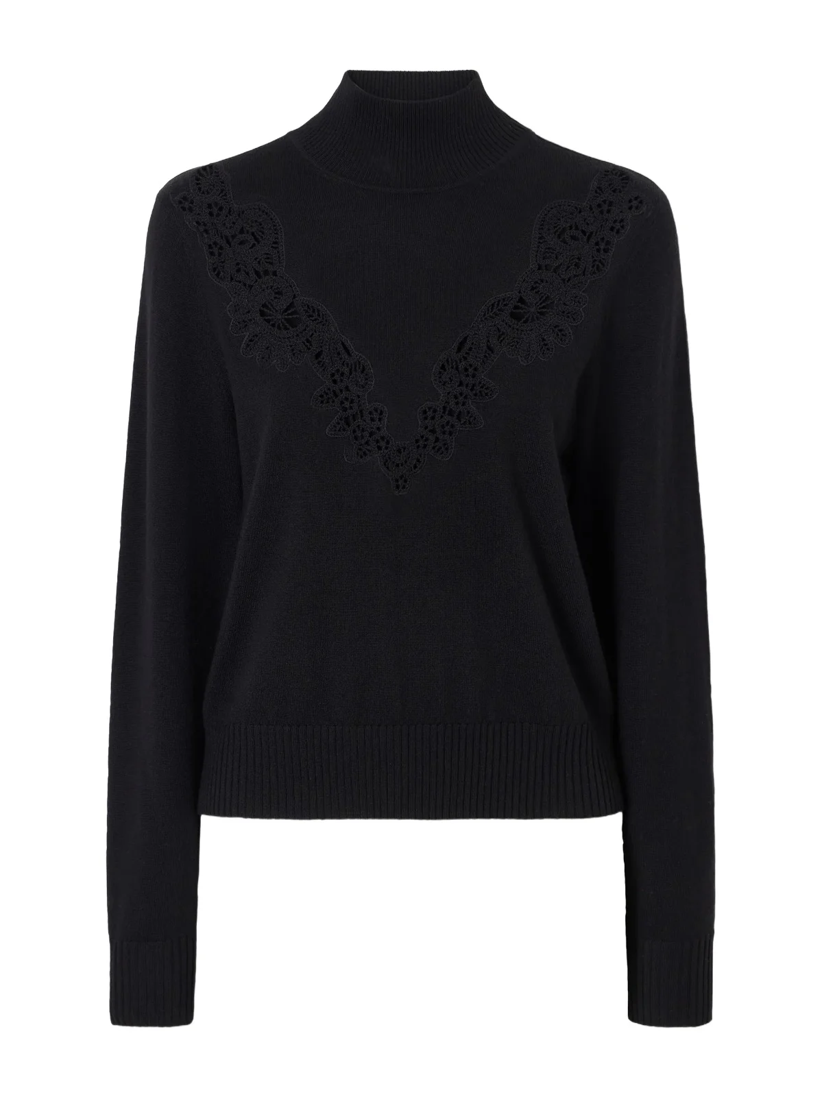 Valiant Lace-trimmed Wool Turtleneck Sweater