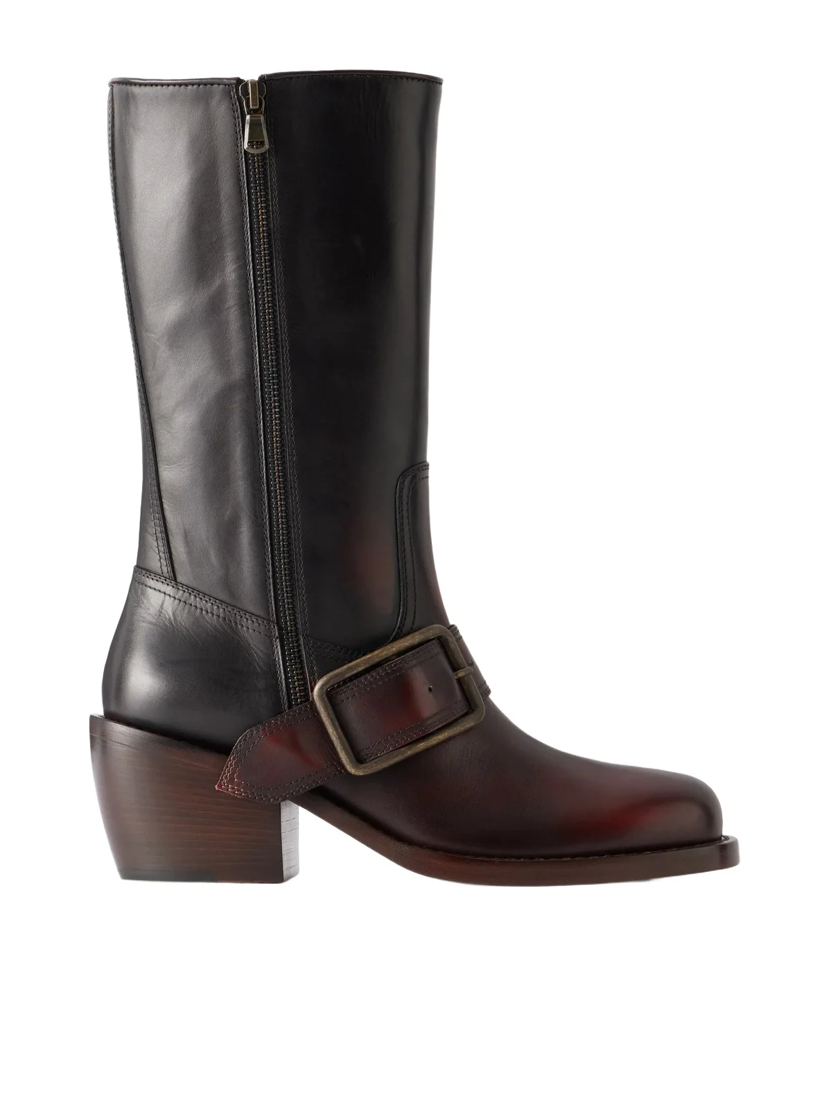 Buckle-detail Leather Knee Boots Buckle-detail Leather Knee Boots