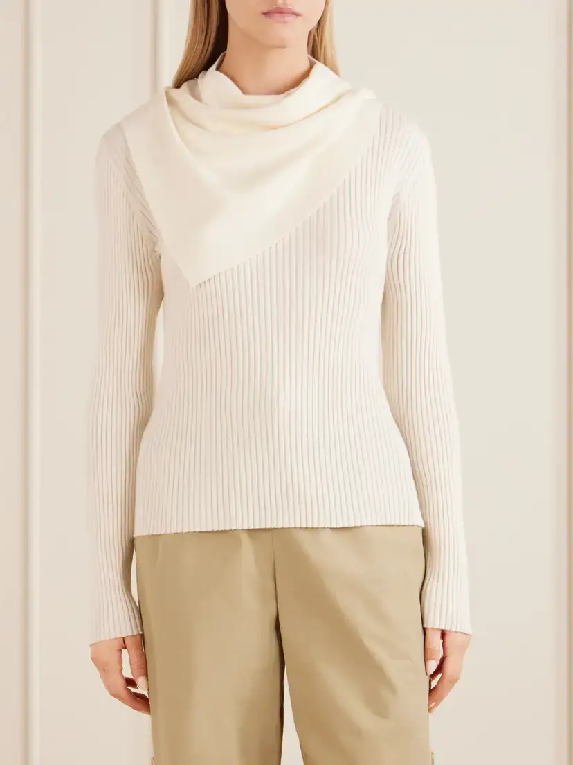 Zimmermann Valiant Scarf-detailed Ribbed-knit Wool Sweater | Thumbnail 3