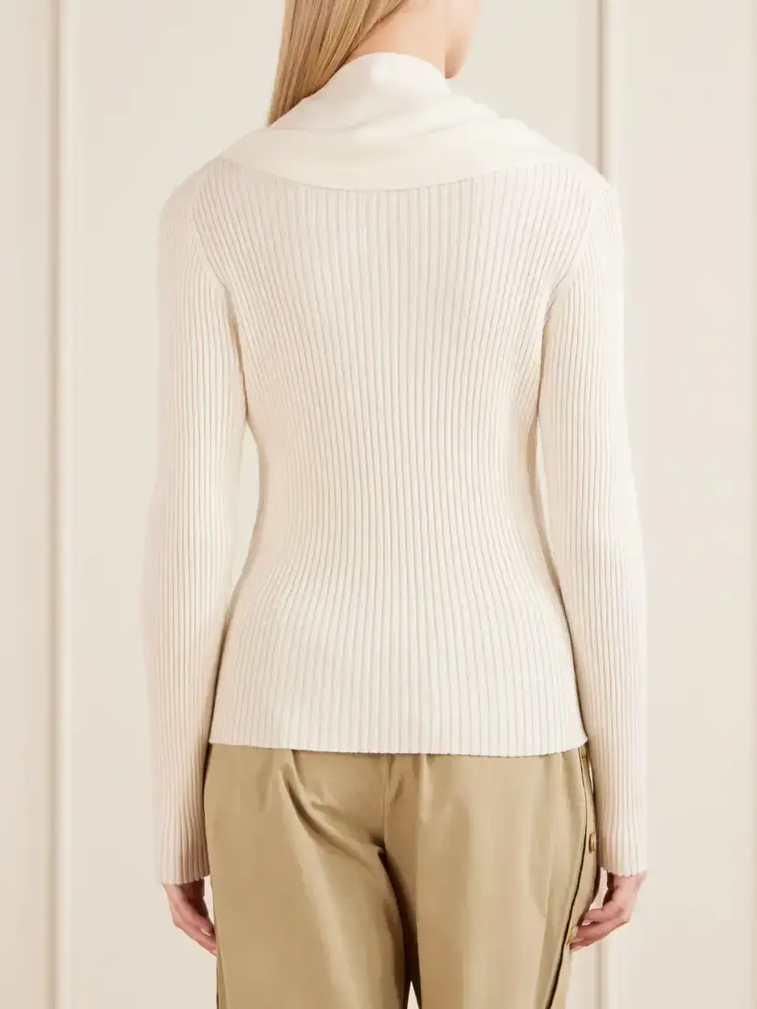 Zimmermann Valiant Scarf-detailed Ribbed-knit Wool Sweater | Thumbnail 4