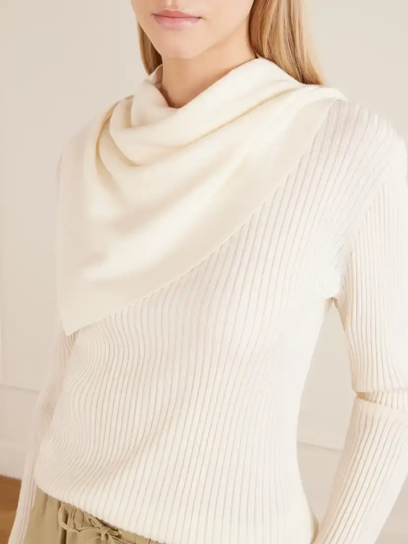 Zimmermann Valiant Scarf-detailed Ribbed-knit Wool Sweater | Thumbnail 5