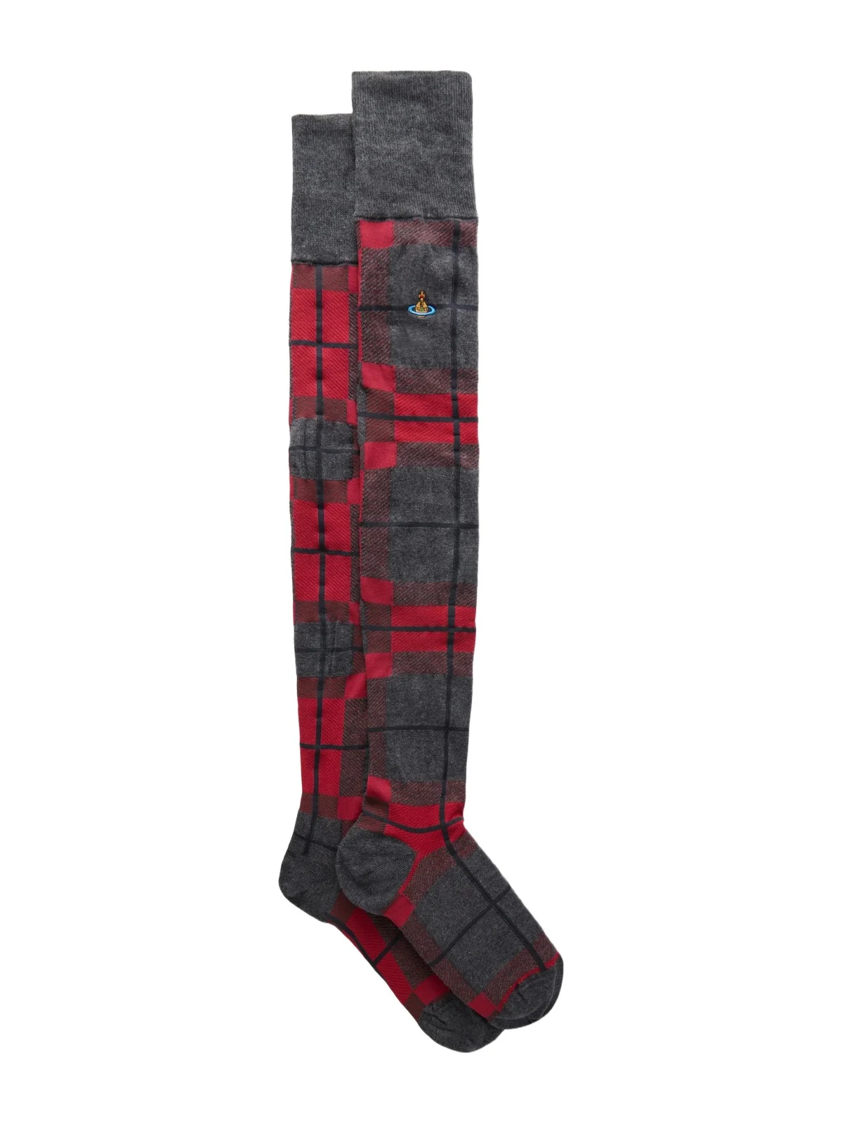 Locharron Orb-embroidered Checked Knitted Socks Locharron Orb-embroidered Checked Knitted Socks