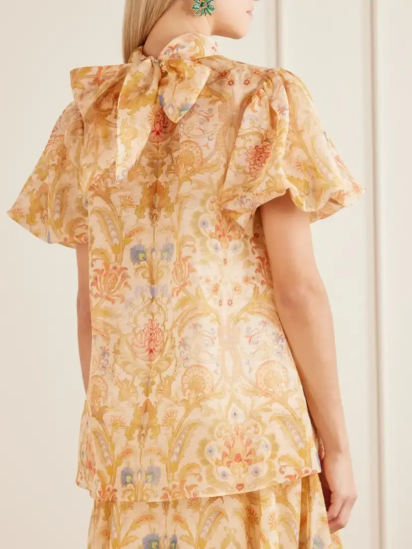 Zimmermann Valiant Bubble Linen And Silk-blend Blouse | Thumbnail 4 Zimmermann Valiant Bubble Linen And Silk-blend Blouse | Thumbnail 4