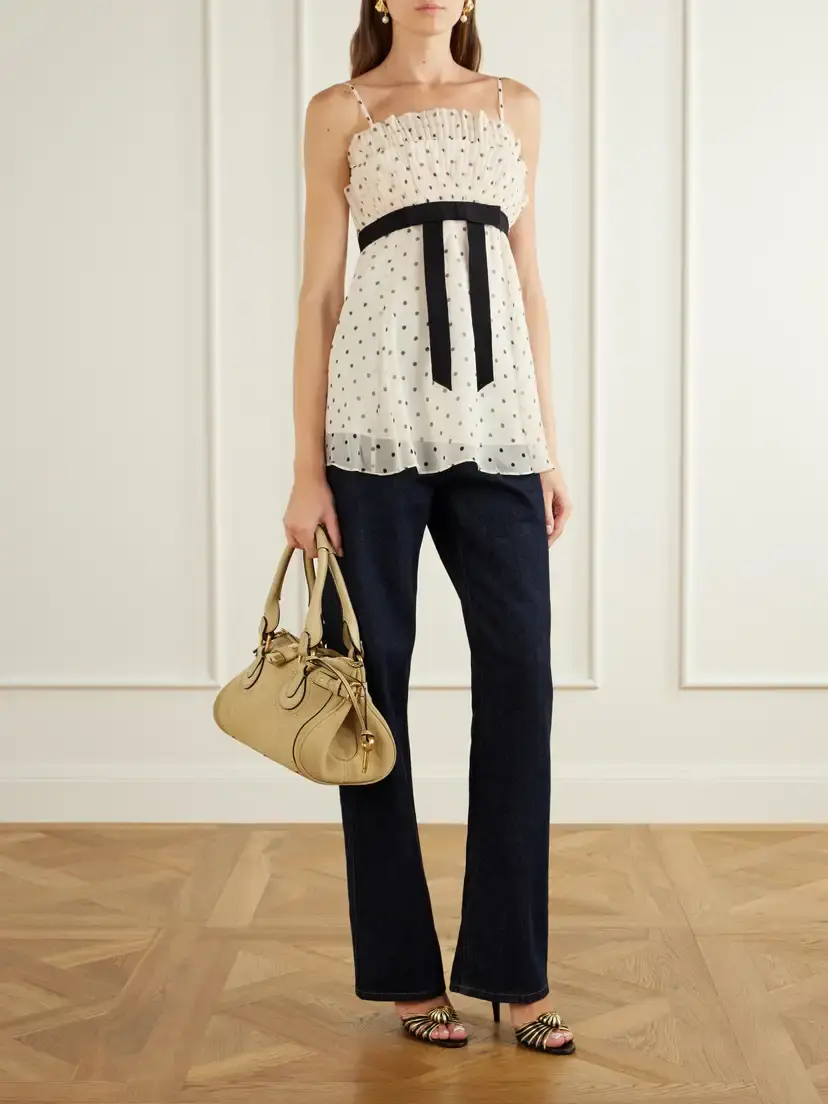 Zimmermann Pleated Bow-detailed Polka-dot Chiffon Top | Thumbnail 2 Zimmermann Pleated Bow-detailed Polka-dot Chiffon Top | Thumbnail 2