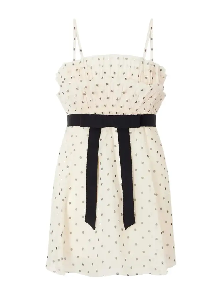 Zimmermann Pleated Bow-detailed Polka-dot Chiffon Top | Image 1 Zimmermann Pleated Bow-detailed Polka-dot Chiffon Top | Image 1