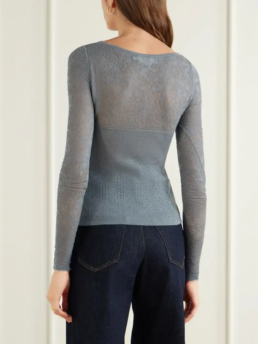 Zimmermann Pointelle Merino Wool-blend Lace Top | Thumbnail 3