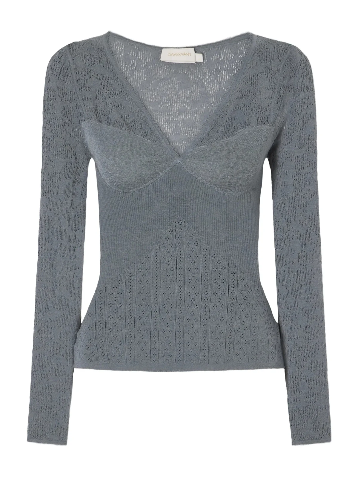 Zimmermann Pointelle Merino Wool-blend Lace Top