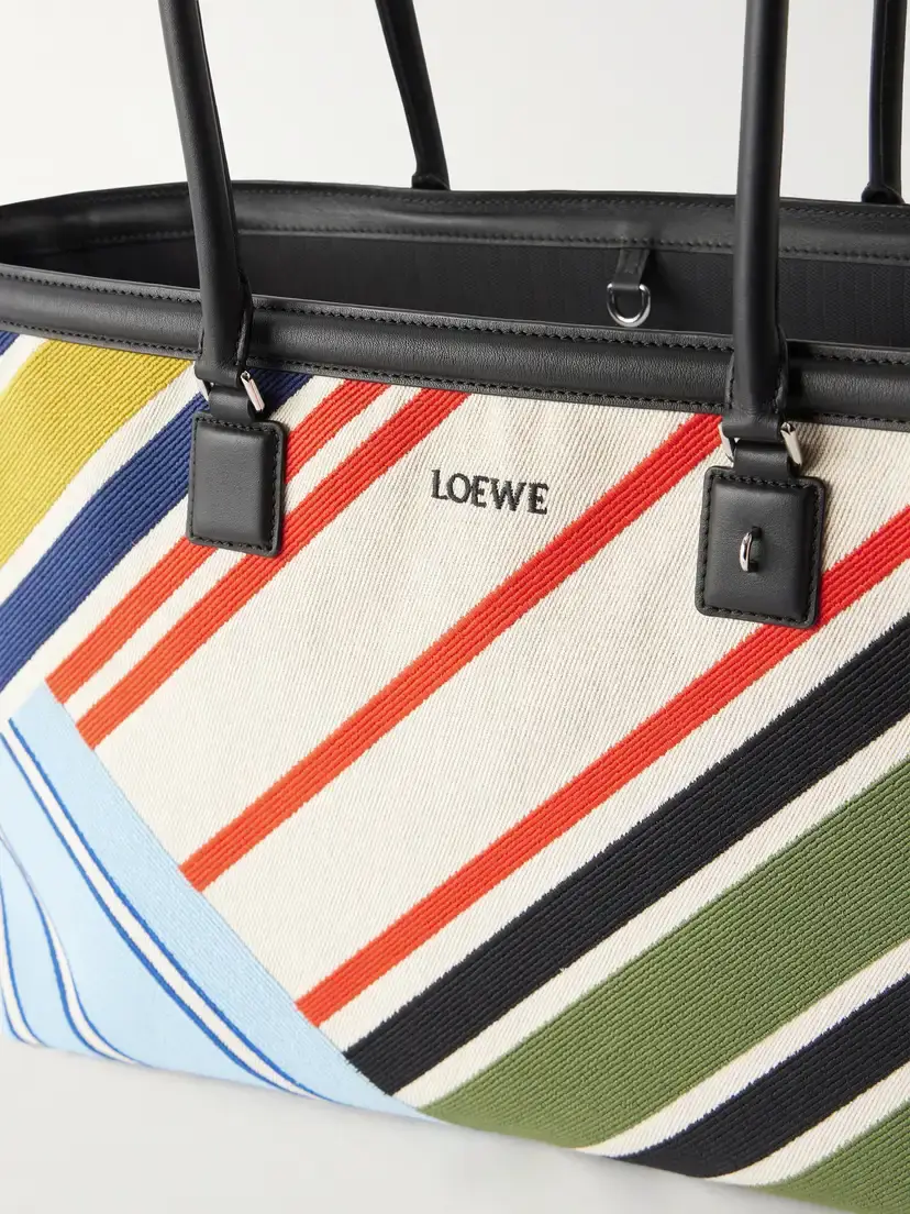 Loewe Verano Logo-embroidered Striped Leather-trimmed Canvas Tote | Thumbnail 5 Loewe Verano Logo-embroidered Striped Leather-trimmed Canvas Tote | Thumbnail 5