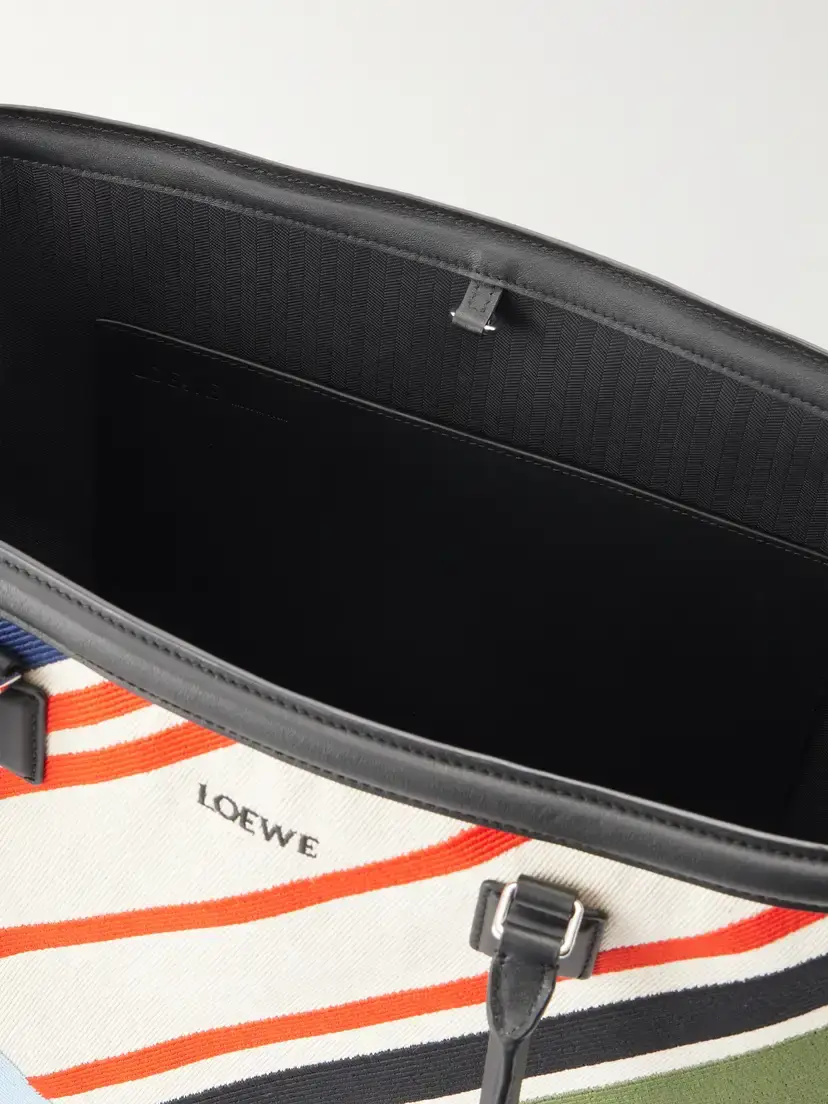 Loewe Verano Logo-embroidered Striped Leather-trimmed Canvas Tote | Thumbnail 6 Loewe Verano Logo-embroidered Striped Leather-trimmed Canvas Tote | Thumbnail 6