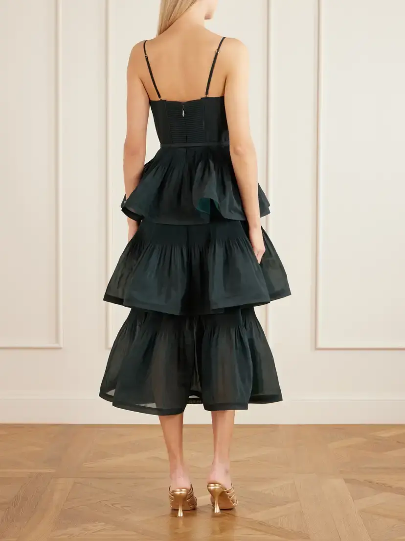 Zimmermann Belted Tiered Chiffon Midi Dress | Thumbnail 3 Zimmermann Belted Tiered Chiffon Midi Dress | Thumbnail 3