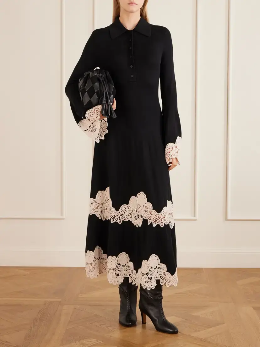 Zimmermann Valiant Lace-trimmed Merino Wool Midi Dress | Thumbnail 2 Zimmermann Valiant Lace-trimmed Merino Wool Midi Dress | Thumbnail 2