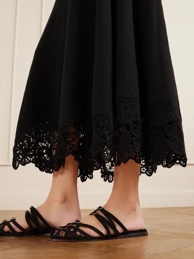Zimmermann Valiant Lace-trimmed Wool Midi Skirt | Thumbnail 4 Zimmermann Valiant Lace-trimmed Wool Midi Skirt | Thumbnail 4