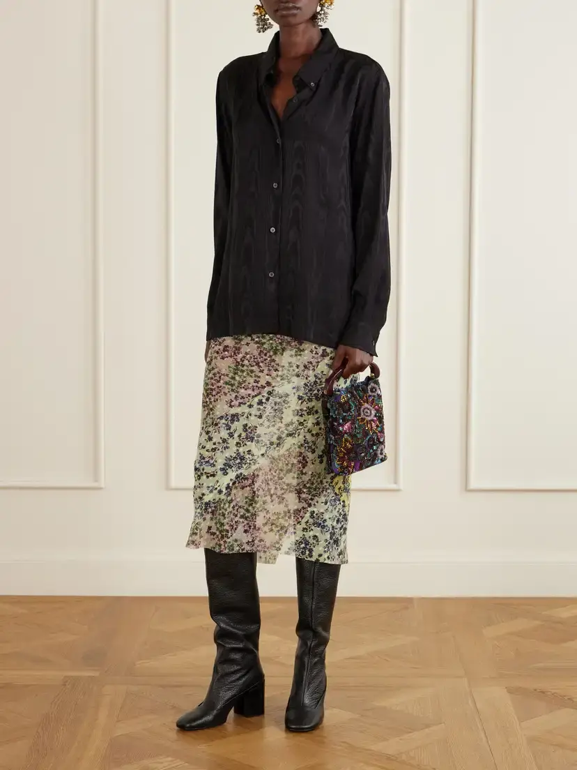 Dries Van Noten Bead-embellished Printed Leather-trimmed Velvet Top-handle Bag | Thumbnail 3 Dries Van Noten Bead-embellished Printed Leather-trimmed Velvet Top-handle Bag | Thumbnail 3