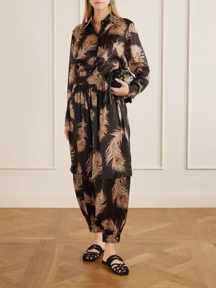 Zimmermann Valiant Pleated Printed Silk-satin Tapered Pants | Thumbnail 2 Zimmermann Valiant Pleated Printed Silk-satin Tapered Pants | Thumbnail 2