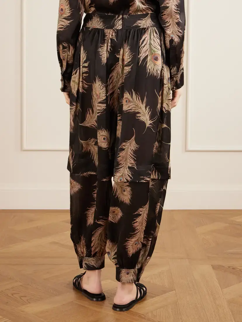Zimmermann Valiant Pleated Printed Silk-satin Tapered Pants | Thumbnail 3 Zimmermann Valiant Pleated Printed Silk-satin Tapered Pants | Thumbnail 3