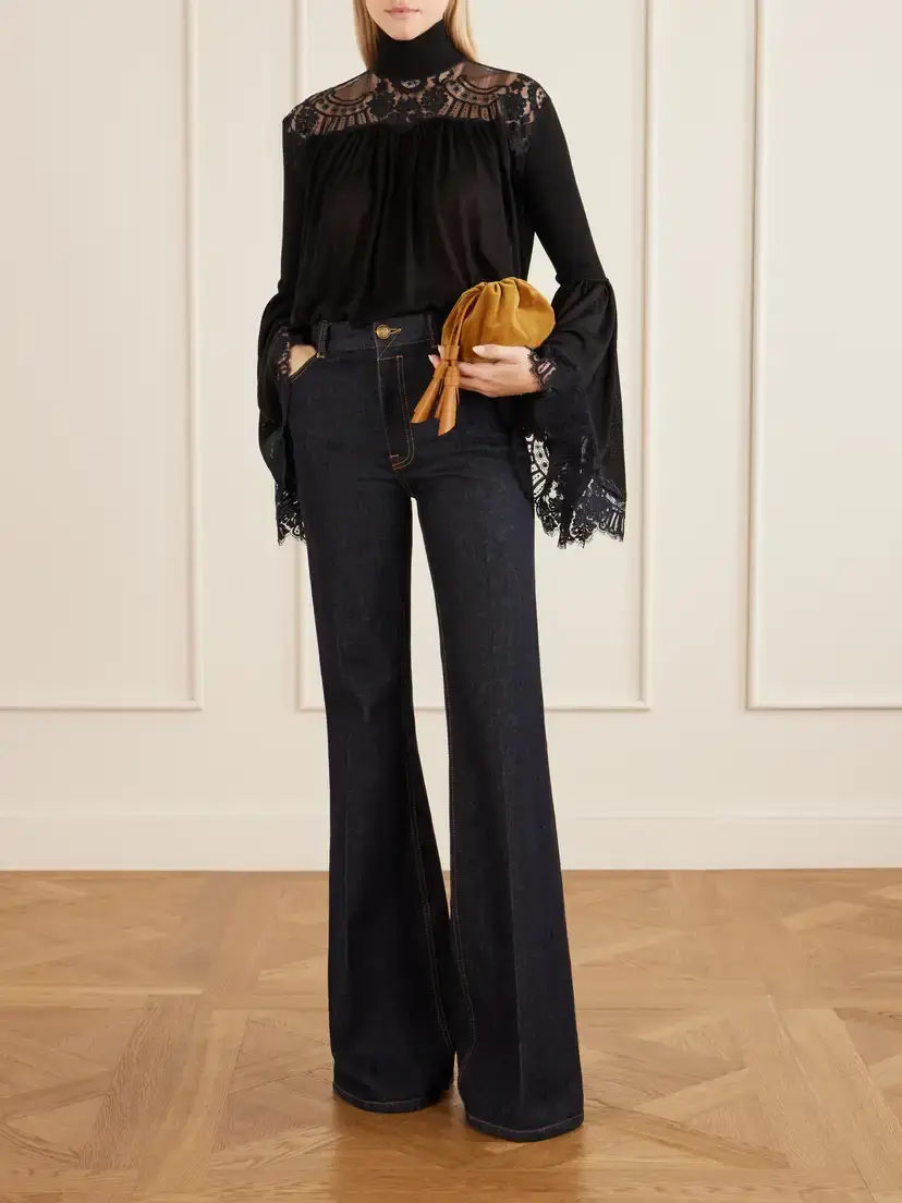 Zimmermann Valiant Lace-trimmed Lyocell-blend Turtleneck Blouse | Thumbnail 2 Zimmermann Valiant Lace-trimmed Lyocell-blend Turtleneck Blouse | Thumbnail 2