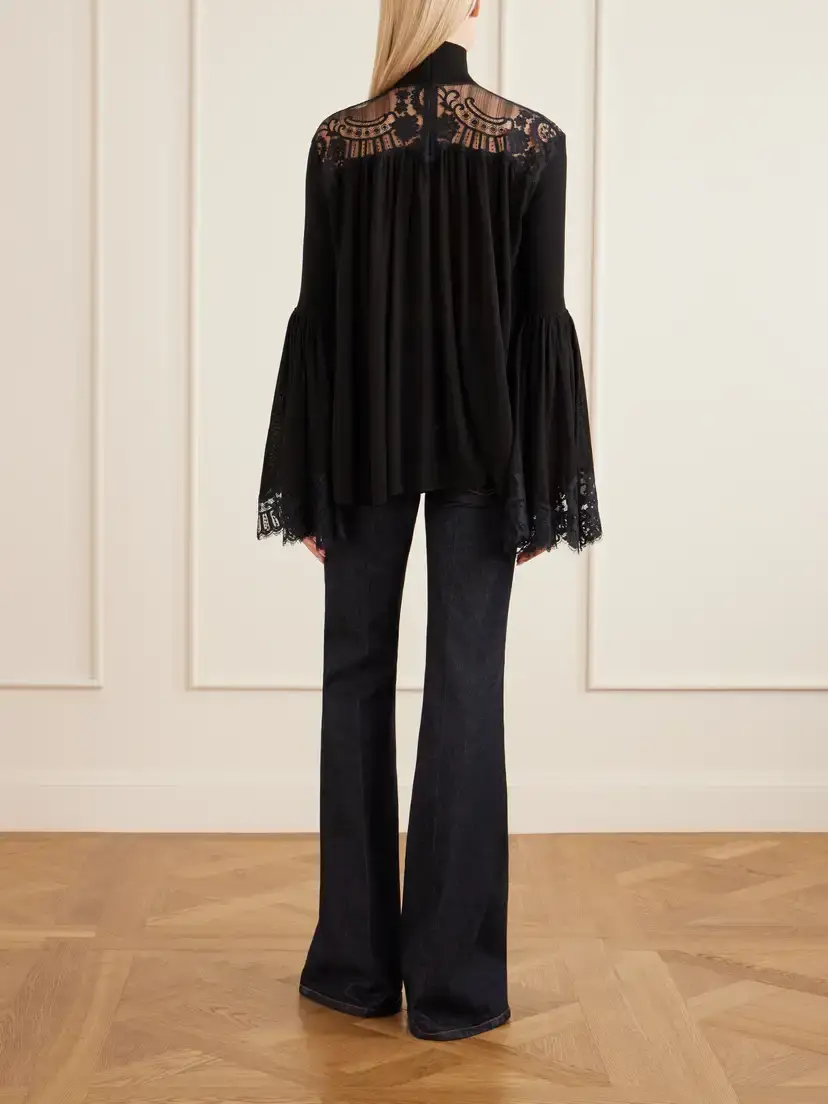 Zimmermann Valiant Lace-trimmed Lyocell-blend Turtleneck Blouse | Thumbnail 4 Zimmermann Valiant Lace-trimmed Lyocell-blend Turtleneck Blouse | Thumbnail 4