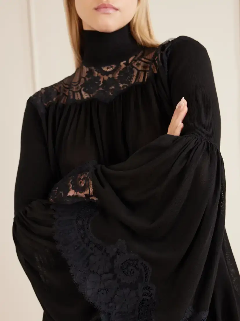 Zimmermann Valiant Lace-trimmed Lyocell-blend Turtleneck Blouse | Thumbnail 5 Zimmermann Valiant Lace-trimmed Lyocell-blend Turtleneck Blouse | Thumbnail 5