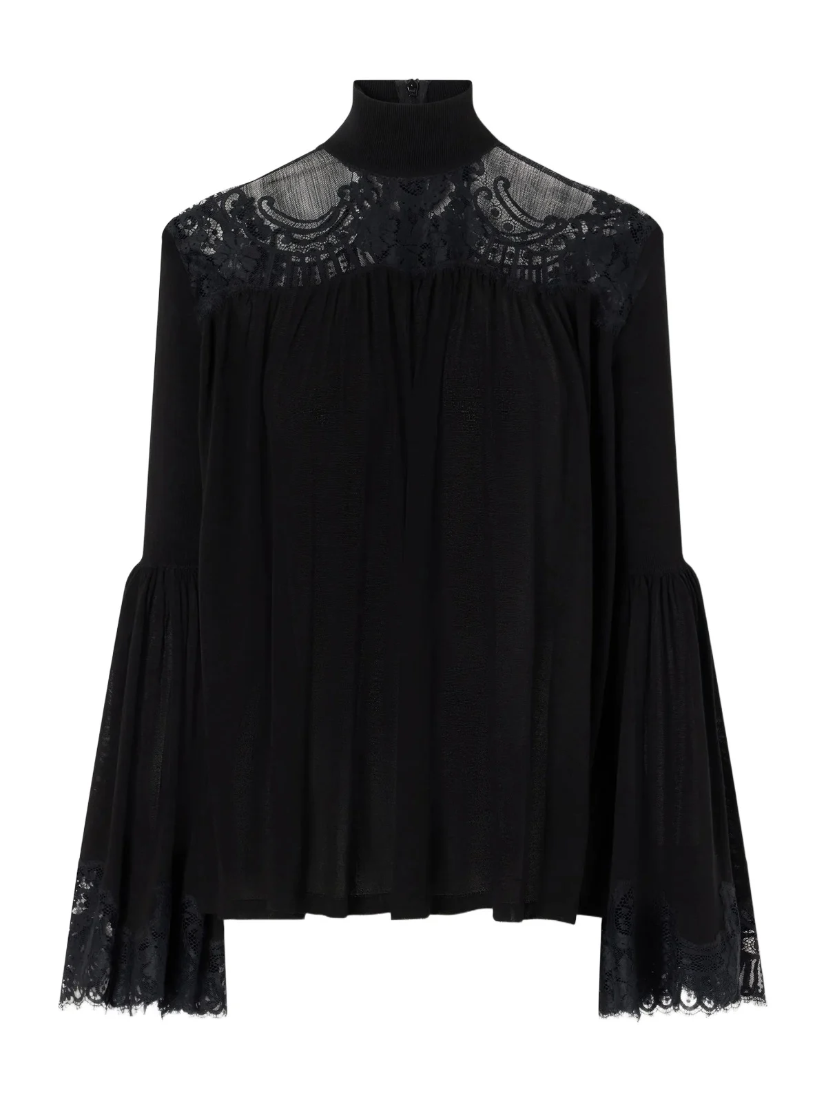 Valiant Lace-trimmed Lyocell-blend Turtleneck Blouse Valiant Lace-trimmed Lyocell-blend Turtleneck Blouse