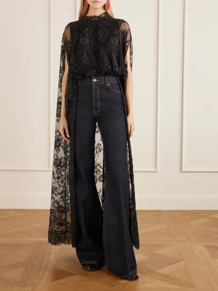 Zimmermann Valiant Cropped Cape-effect Lace Blouse | Thumbnail 2 Zimmermann Valiant Cropped Cape-effect Lace Blouse | Thumbnail 2