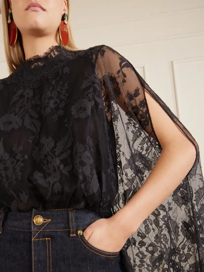 Zimmermann Valiant Cropped Cape-effect Lace Blouse | Thumbnail 4 Zimmermann Valiant Cropped Cape-effect Lace Blouse | Thumbnail 4