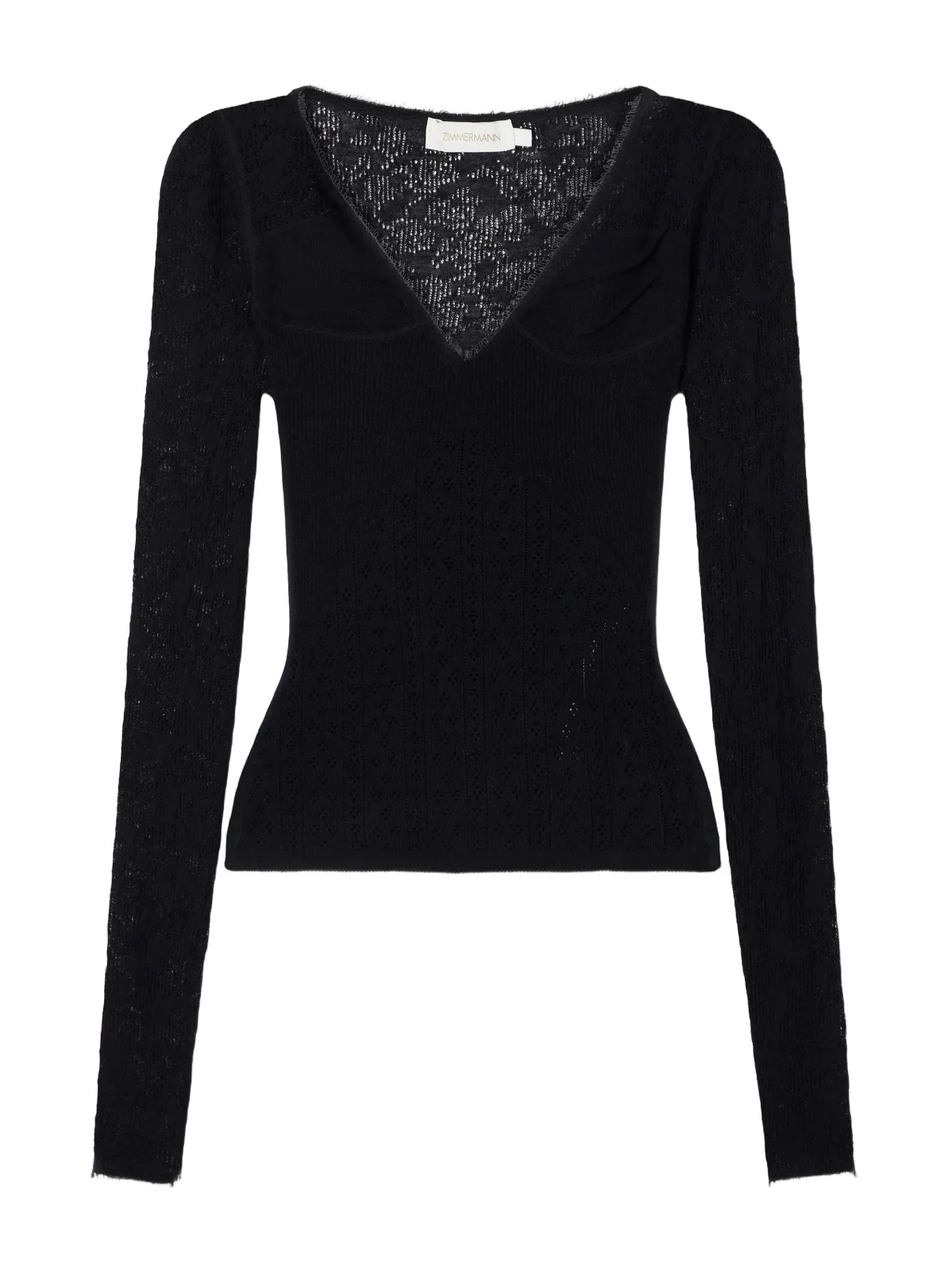 Zimmermann Pointelle Merino Wool-blend Lace Top