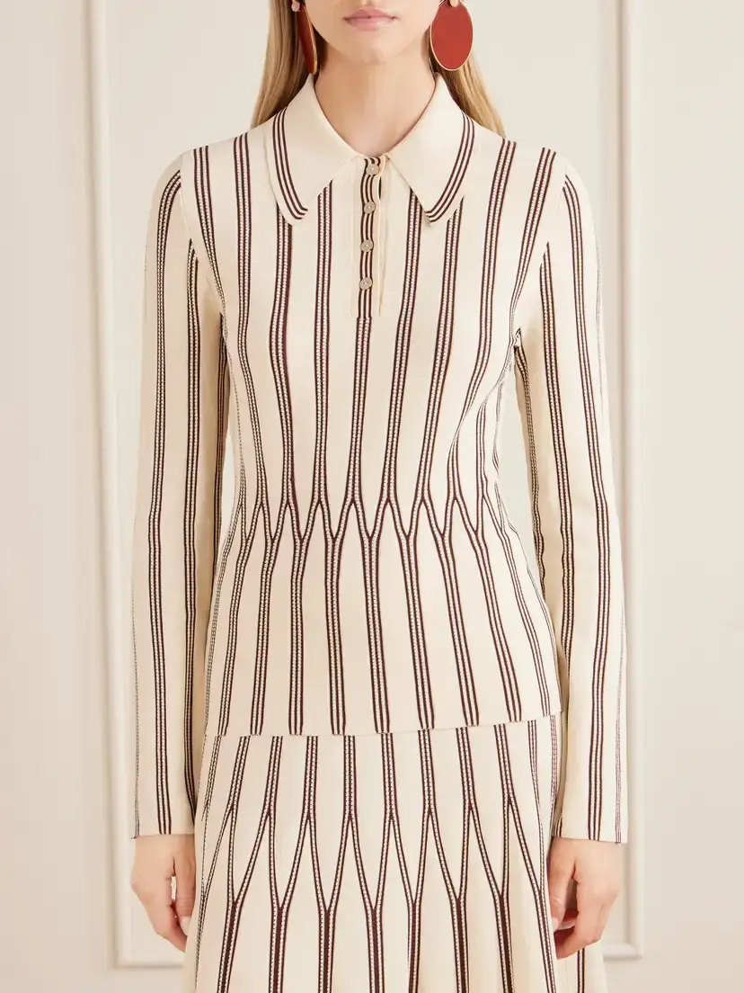 Zimmermann Valiant Striped Knitted Polo Sweater | Thumbnail 3 Zimmermann Valiant Striped Knitted Polo Sweater | Thumbnail 3