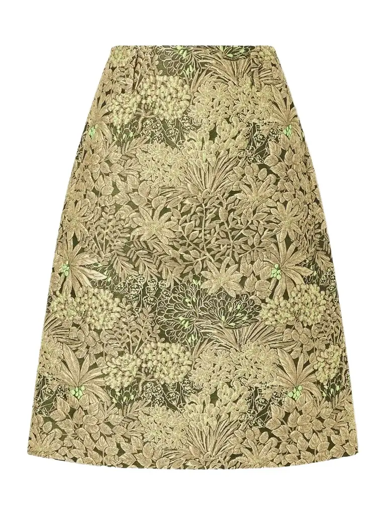 Dries Van Noten Floral Cloqué Midi Skirt
