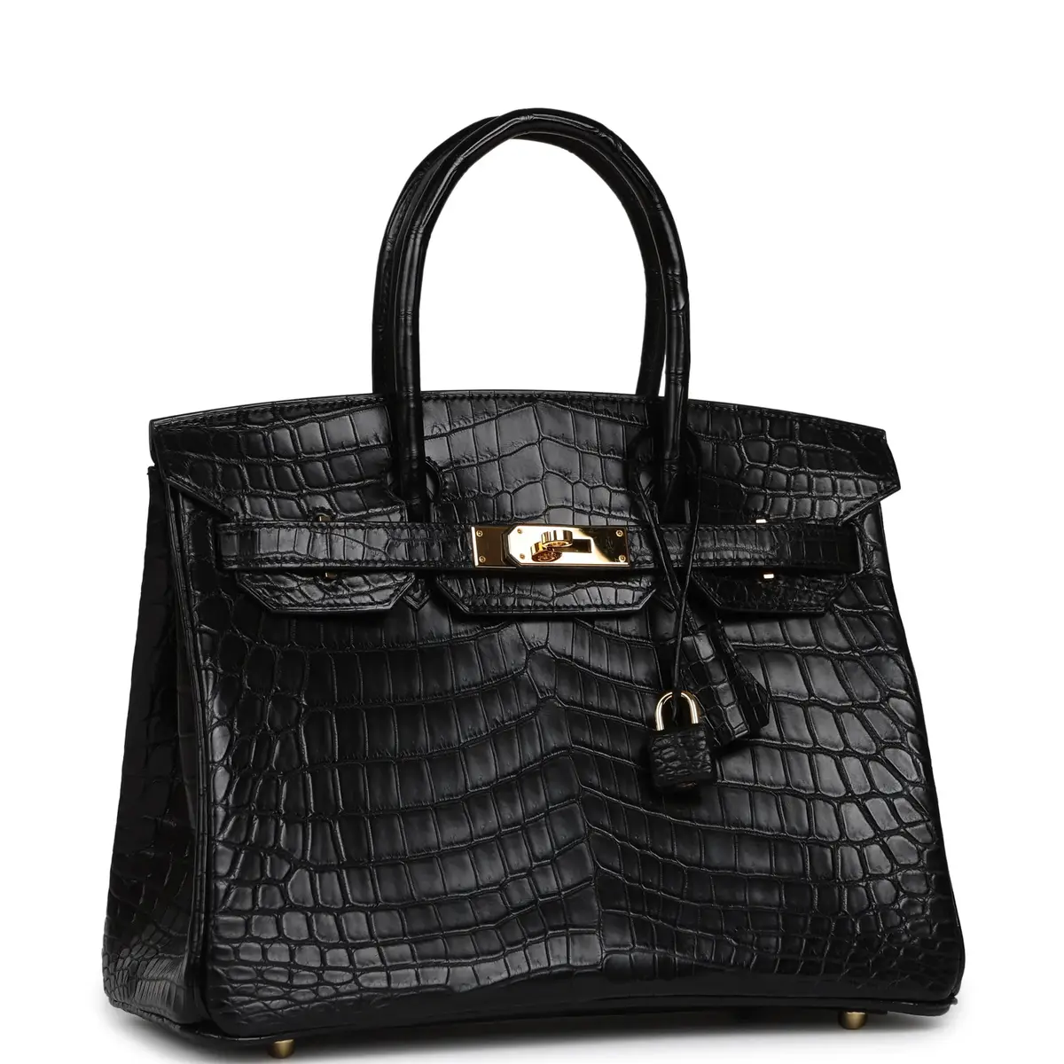 HERMÈS Pre-owned Hermes Birkin 30 Black Matte Niloticus Crocodile Gold Hardware | Thumbnail 2