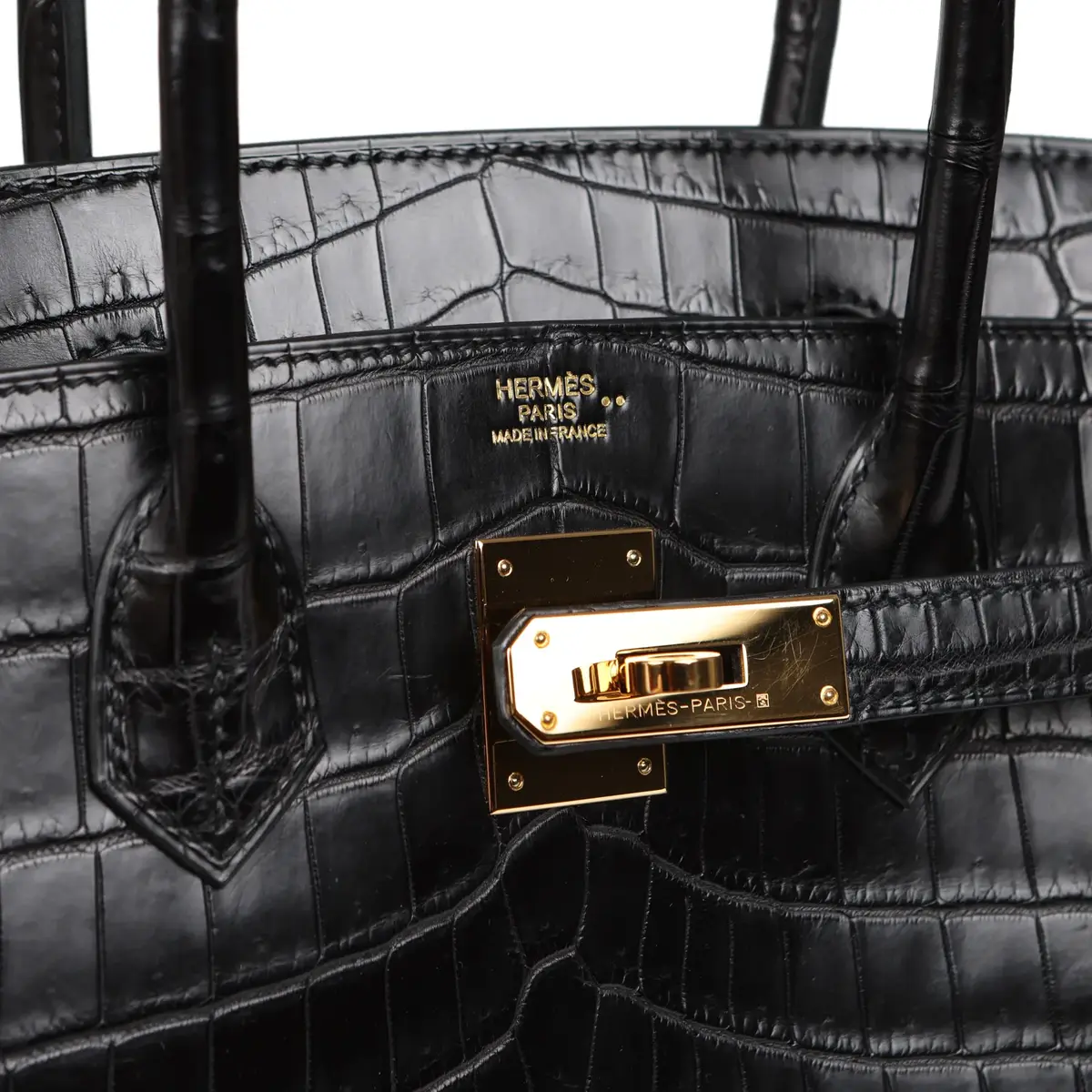 HERMÈS Pre-owned Hermes Birkin 30 Black Matte Niloticus Crocodile Gold Hardware | Thumbnail 7