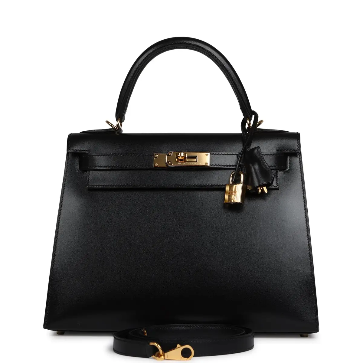 HERMÈS Pre-owned Hermes Kelly Sellier 28 Black Box Gold Hardware | Image 1 HERMÈS Pre-owned Hermes Kelly Sellier 28 Black Box Gold Hardware | Image 1