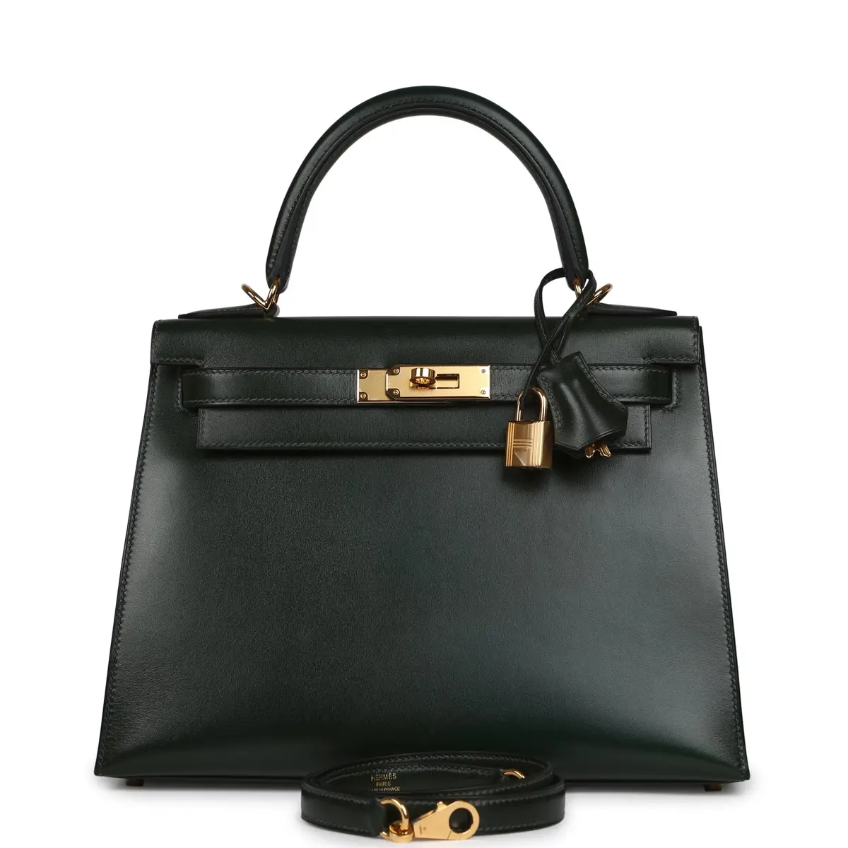 HERMÈS Pre-owned Hermes Kelly Sellier 28 Vert Fonce Box Gold Hardware | Image 1 HERMÈS Pre-owned Hermes Kelly Sellier 28 Vert Fonce Box Gold Hardware | Image 1