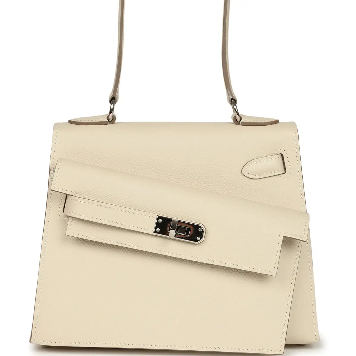 HERMÈS Pre-owned Hermes Kelly Sellier en Desordre 20 Craie Epsom Palladium Hardware | Image 1 HERMÈS Pre-owned Hermes Kelly Sellier en Desordre 20 Craie Epsom Palladium Hardware | Image 1